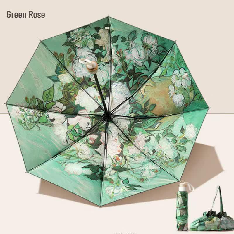 Mi Ling Retro Oil Painting Reverse Folding Umbrella