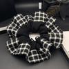 2025 Retro Black & White Plaid Spliced Hair Tie: Fashionable Versatile Ponytail Accessory
