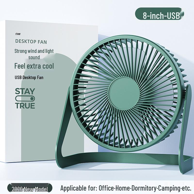 8-inch Silent USB Desk Fan: Portable, Strong Wind for Office or Dorm