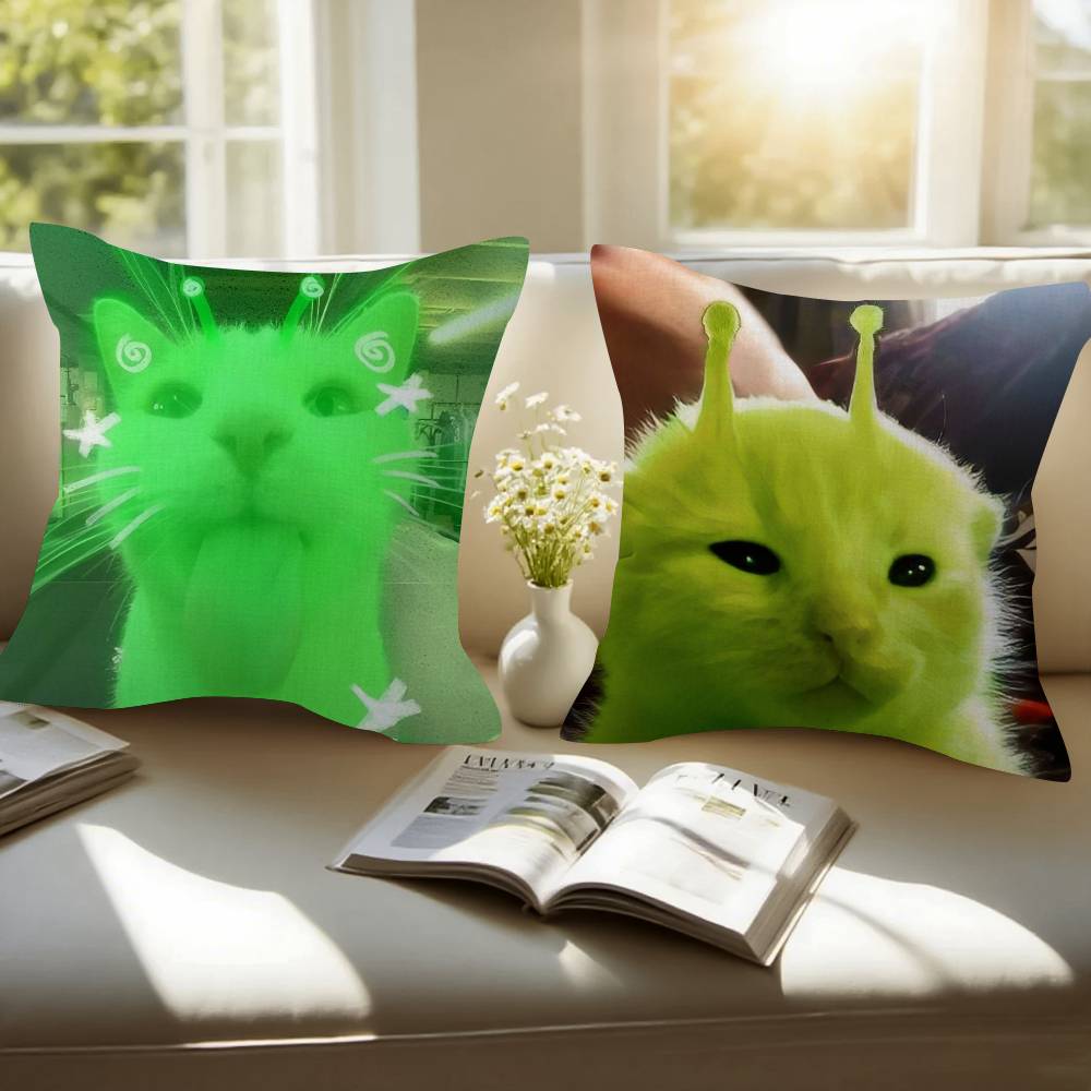 Cat Emoji Fun Art Pillow Covers Cartoon Sofa Decorative Home Doublesided Printing Short Plush Cute Cushion Cover