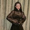 Women's Trendy Frog Button Mesh Cardigan: Slimming, Artistic Retro Long Sleeve Sun Protection Outerwear