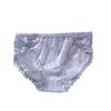 Soft & Cute Cheongsam: Sexy Lace Plus Size Women's Panties with Double Bow, Ice Silk Mesh, Mid-Low Waist.