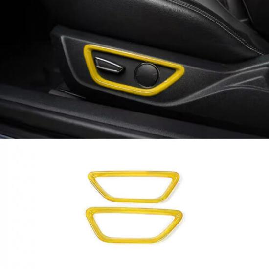 Seat Adjustment Button Switch Panel 2PCS For Ford Mustang 2015-23 Bright Yellow