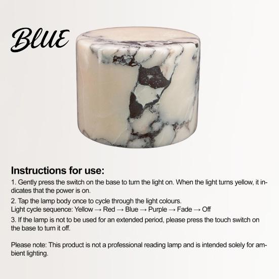 LED Cordless Night Light Marble Portable Touch Bedside Table Lamp Adjustable Lighting Modes Rechargeable Ambient for Bedroom Office Desk