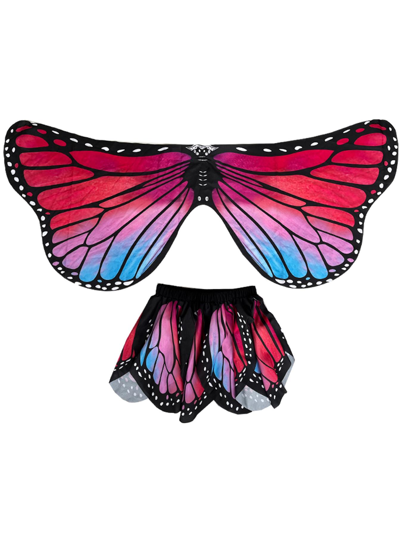 Halloween Kinderen Vlinder Kostuum Meisje Fee Vlinder Vleugels Blauw Roze Paars Kostuum One Size black