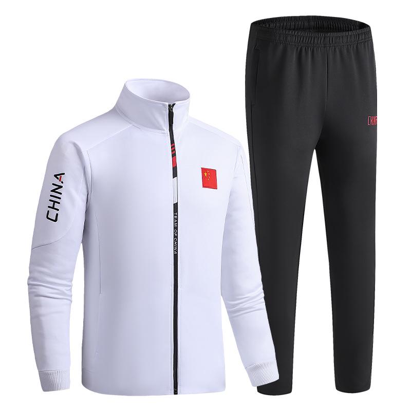 Chinese Flag Sports Suit Set for Men & Women: Athletes, Coaches, Students Training Uniform, Team National Costume with Logo 120cm белый