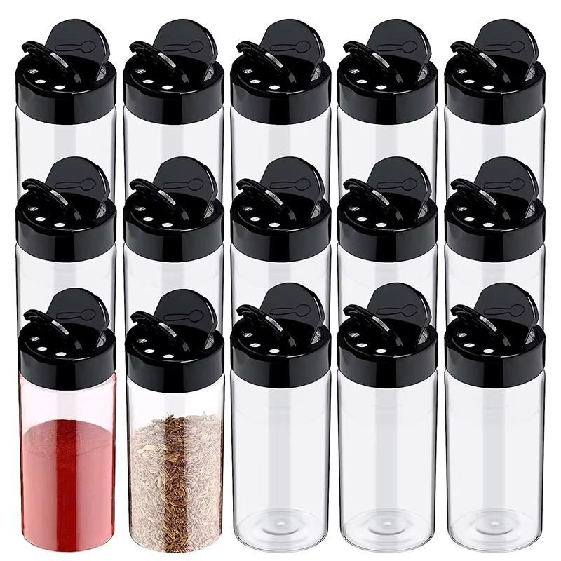 LMETJMA Camping Plastic Spice Jar with Shaker Lids Seasoning Containers 100ML Clear Seasoning Containers Spice Bottles JT516