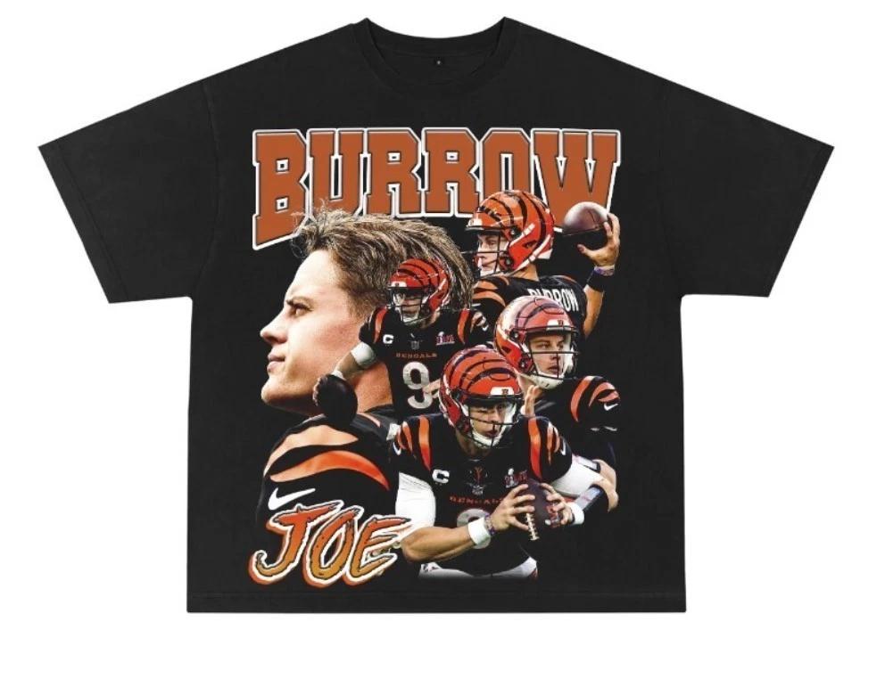 

Joe Burrow T-Shirt Football Shirt Black Cotton Unisex Allsizes 3XL