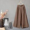 Women's Cotton Linen Wide-Leg Cropped Pants - Solid Color, Loose Fit, Retro Casual for Spring, Summer, Autumn