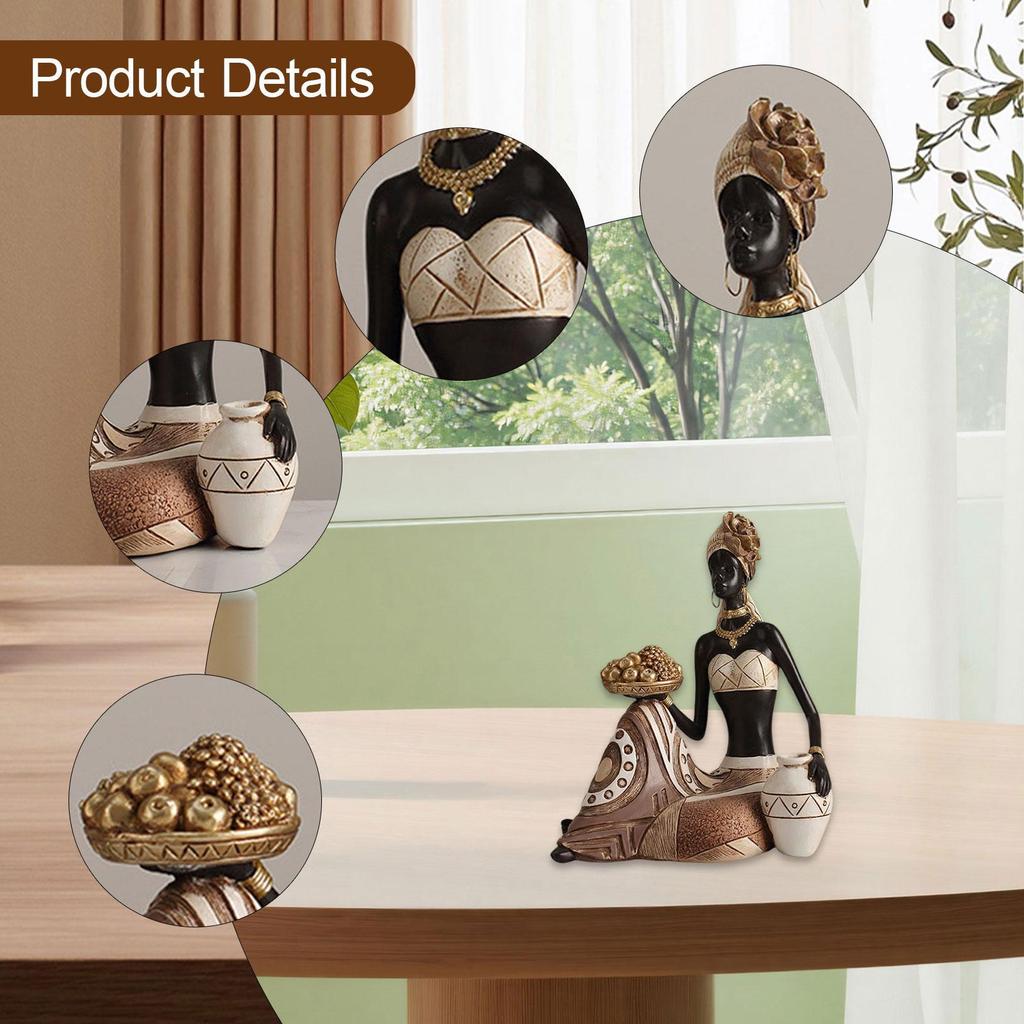 Afrikanische Figur Stammesdame Figur Harzstatue Vintage Skulptur Regalfigur Als Detaillierte Darstellung Einer Afrikanischen Dame