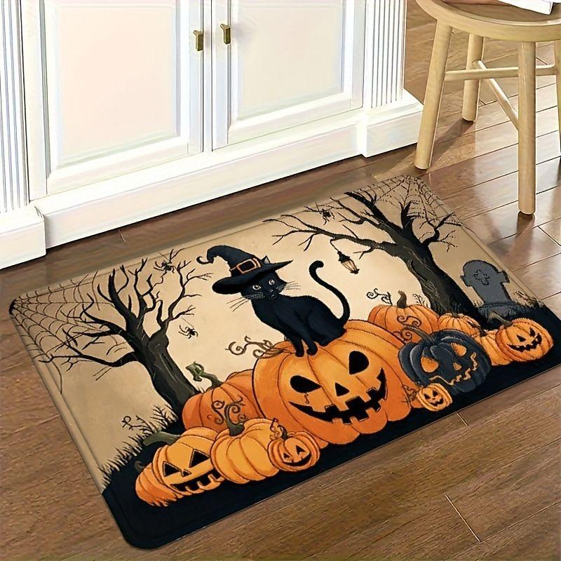 American Style Halloween Welcome Doormat Dirt Resistant Easy To Clean Entryway Rug Holiday Decorative Floor Carpet