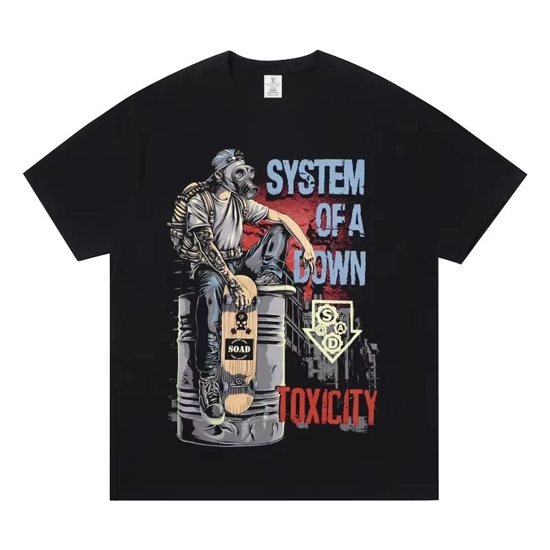 Retro Y2k Tops System of A Down Band Short Sleeve Tshirt World Rock Europe American Metal SOAD Fashion Casual Tshirts Unisex