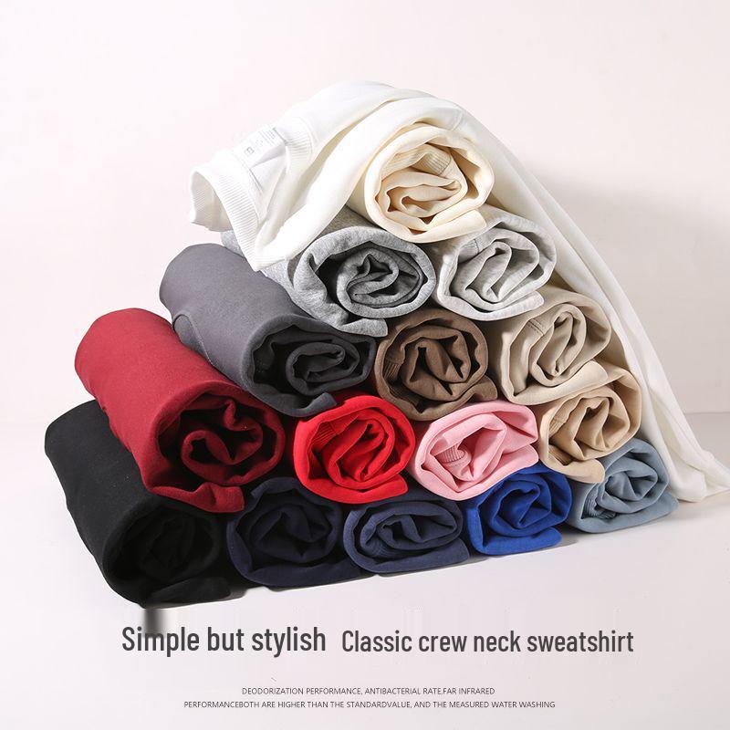 Women's Fleece-Lined Crew Neck Sweatshirt, Long Sleeve, Thin & Loose, for Spring and Autumn, Junior & High School Students, No Hood.