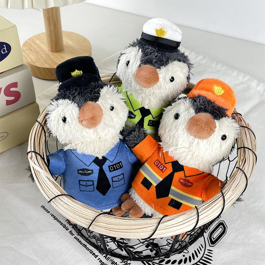 Cute Traffic Police Peanut Penguin Pendant Plush Toy Doll Police Fire Bag Hanging Ornaments Grab Machine Doll