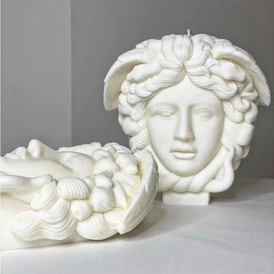 DIY Large Goddess Medusa Snake Head Candle Silicone Mold Mithus David Half Face Statue Epoxy Resin Silicone Mold Home Decor