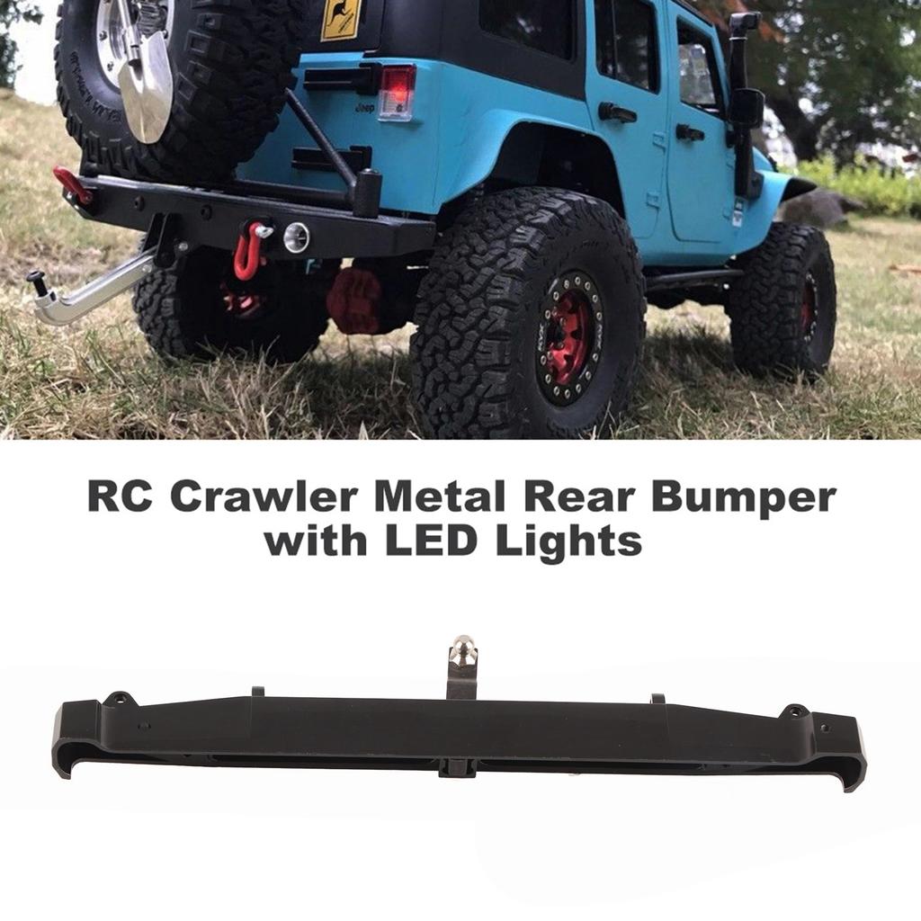 RC Crawler Metal Rr Bumper, RC Vehicle Bumper with LED Lights for SCX10II 90046 RC Crawler