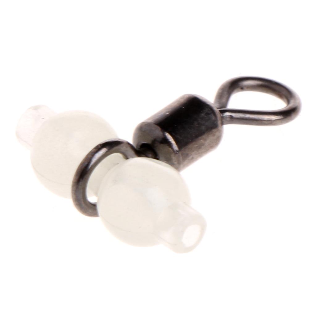 10Pcs 3 Way Luminous Fishing Rolling Swivels Connector Sea Tackle Hook Connector