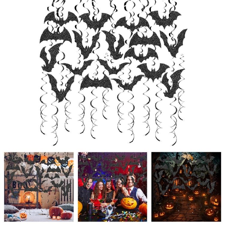 30 STÜCKE Glitzernde Fledermäuse Wirbel Hängende Dekoration Deckenornament für Geburtstag Heimparty Dekoration