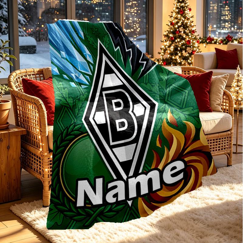 Custom Name Personalized Borussia Monchengladbach Print Blanket, Home Decor, Bedroom, Sofa, Camping, Couch, Gifts for Birthday Christmas