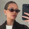 Retro Small Oval Sunglasses Women Fashion Retro Green Gradient Shades Uv400 Men Trending Round Rivets Sun Glasses