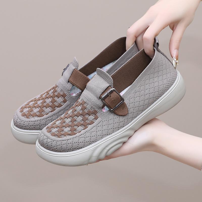 Shoes women's spring and autumn new plaid casual single shoes lazy one-pedal shoes wholesale shoes comfortable and lightweight women's shoes