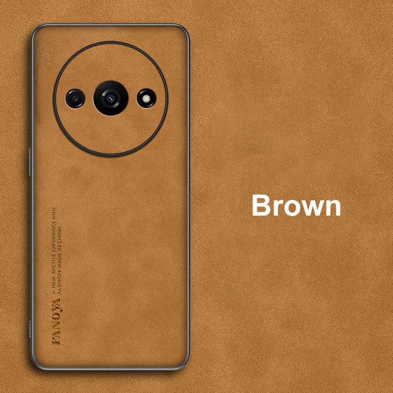 

Для Redmi A3 A3X 4G Чехол Роскошный Чехол для телефона из ПУ кожи Для Xiaomi Poco C61 RedmiA3 Задняя крышка Матовый силикон Полная защита For Poco C61 коричневый