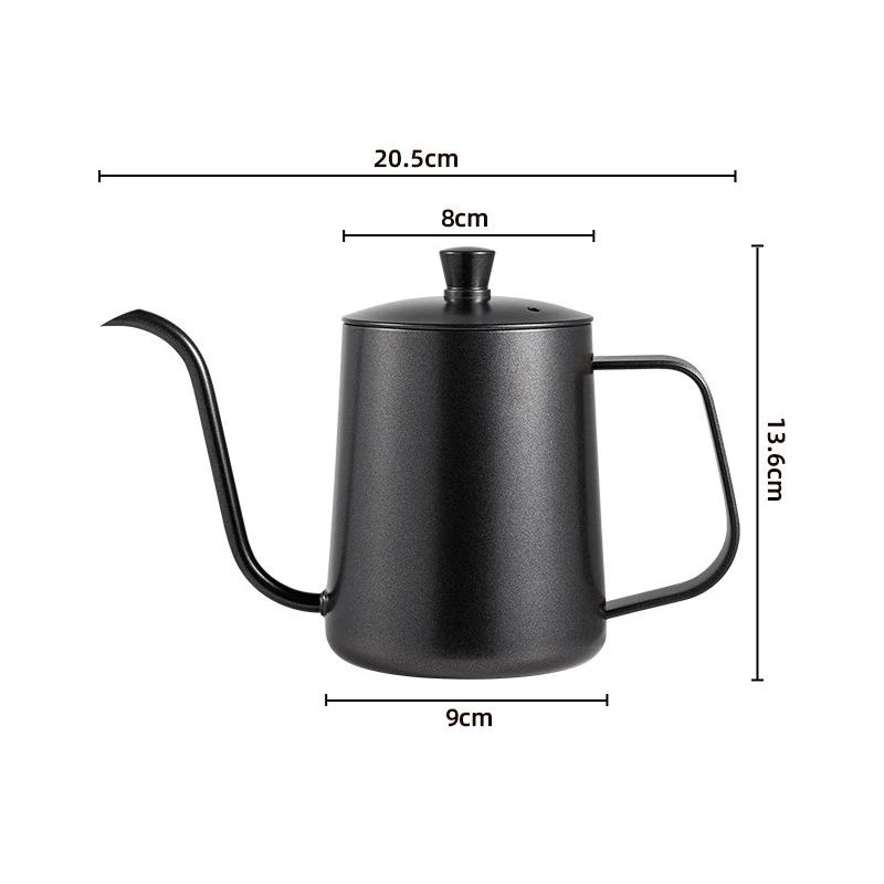 Stainless Hand Drip Coffee Hot Water Pot with Lid Gooseneck Kettle Hanging Ear Coffee Non-stick Home Kitchen Cafe Accessories