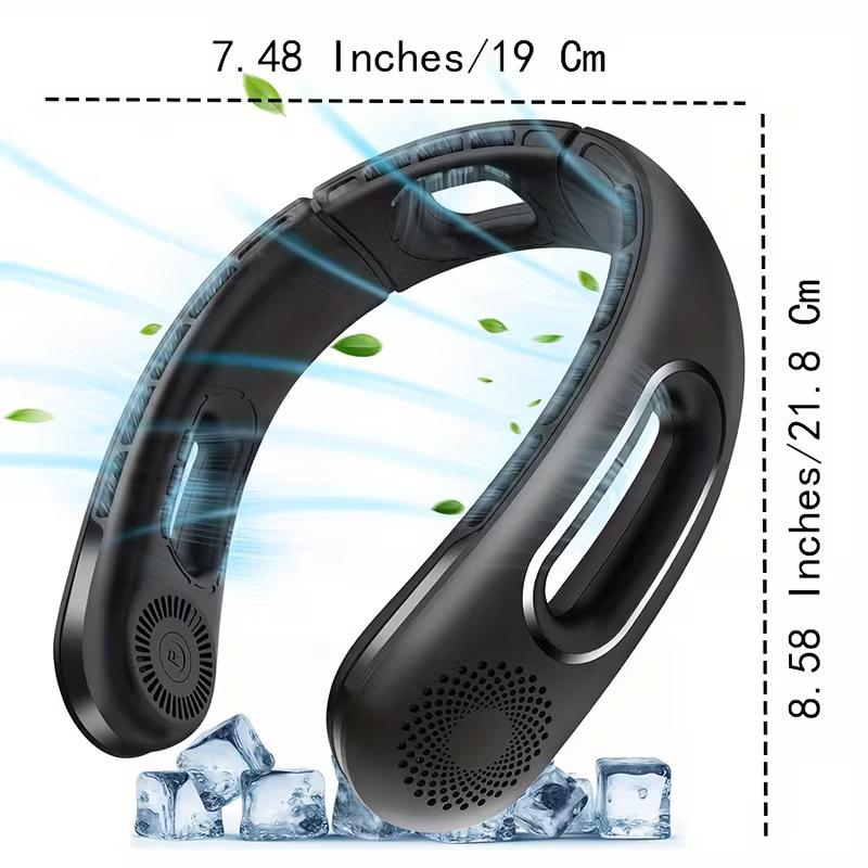 Portable Neck Fan, USB Rechargeable 360° Cooling Hands Free Bladeless, 4 Speeds 16H Battery, Wearable for Travel Office Outdoor