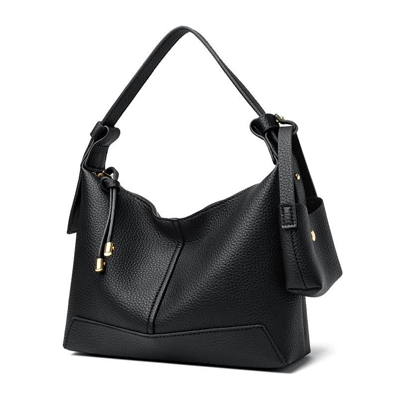 

Lychee shoulder women s bag large capacity messenger tote bag mommy bag dumpling fashion simple shopping bag чёрный