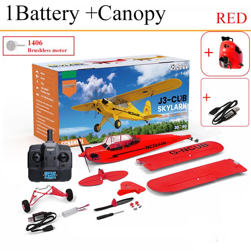 Parkten RC Plane RTF 2.4G Brushless Motor 3D/6G Remote Control Airplane Wltoys A160 Upgraded J3-CUB Yellow And RED Ready To Fly