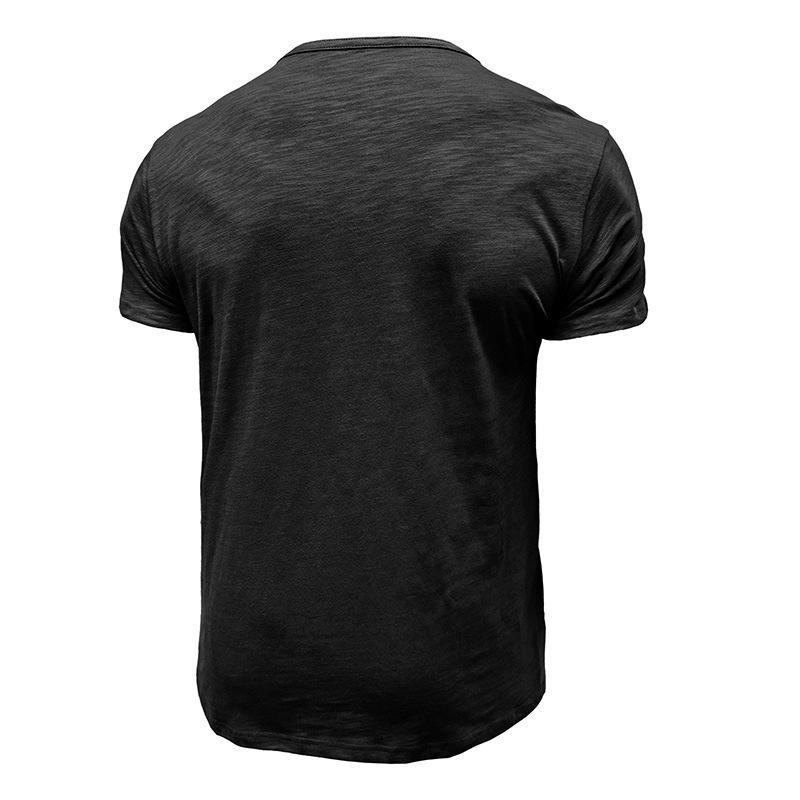 Men's Bamboo Cotton Henley T-Shirt - Short-Sleeve Outdoor European and American Style