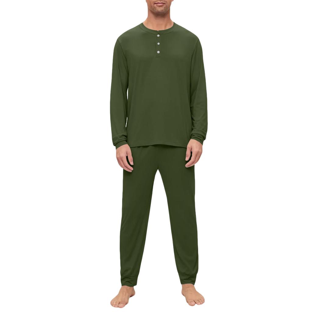 Set Pigiama da Uomo, Manica Lunga e Pantaloni Lunghi, Set Due Pezzi
