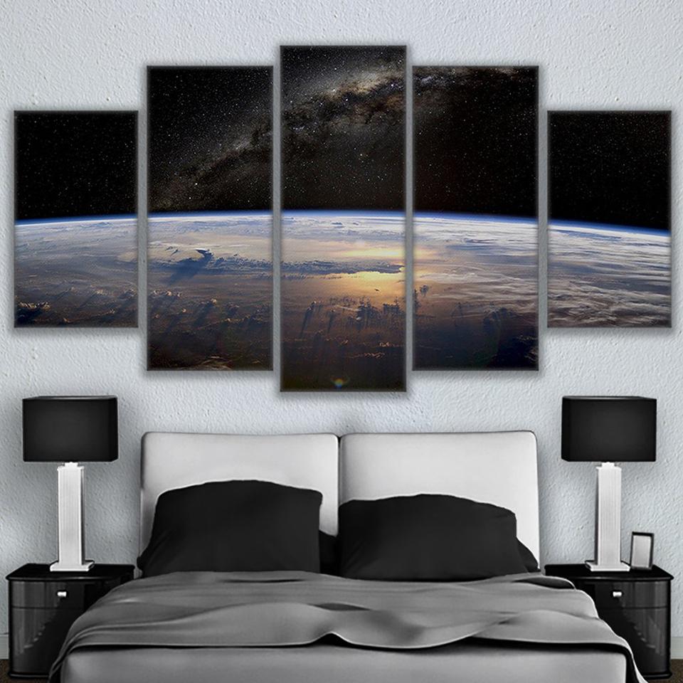 5 Panel Space Universe Planet Landscape Earth Surface Pictures Posters Wall Art Home Decor Canvas HD Prints Paintings Decoration
