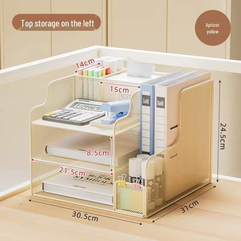 Metal Desktop File Organizer: Office Folder Storage & Bookend Rack