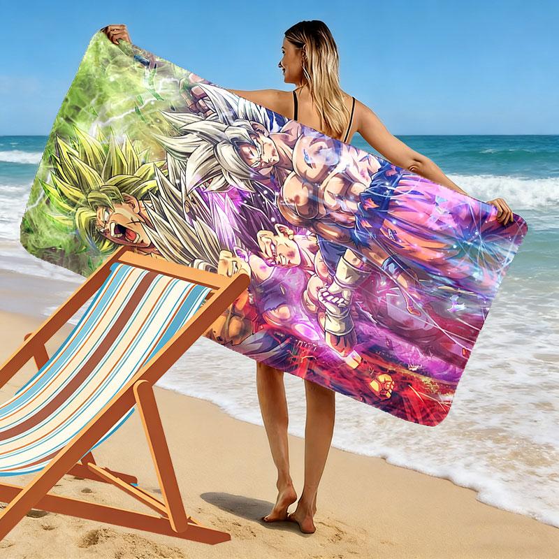 Dragon Ball Print Beach Towel, Large Soft Quick Dry Towel for Beach Camping Swimming