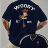 Woody Running Cartoon T Shirt Toy Story Retro Buzz Lightyear Summer Cotton Unisexs Women Tops Tees Couple Cotton Oversized