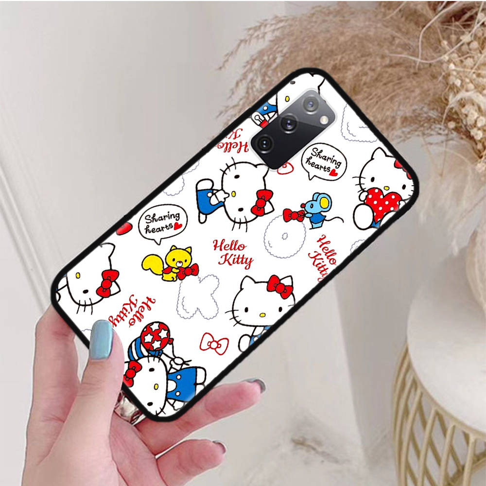 Black Case for OPPO Reno 8 6 5 4 Pro Plus Find X3 A17 A3 A31 A38 A40 A53 A54 A55 A74 A76 A78 A77 A80 A94 A95 A96 Lite L-28 Cute Hello Kitty