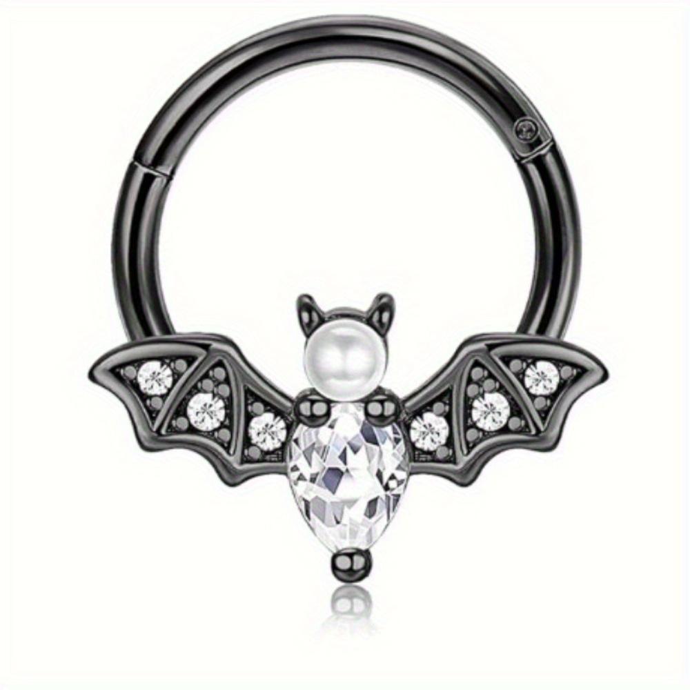 Bobisty 1Pc Stainless Steel Septum Ring Septum Jewelry Daith Piercing Jewelry Daith Earrings for Girls Septum Clicker Black