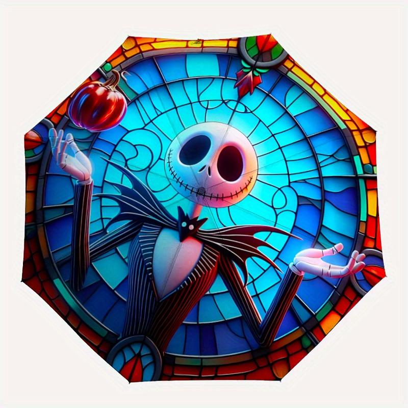 

1pc Jack Skellington Folding Umbrella - Compact Travel Umbrella with 8-Rib Design, Manual Open/Close yy250728045