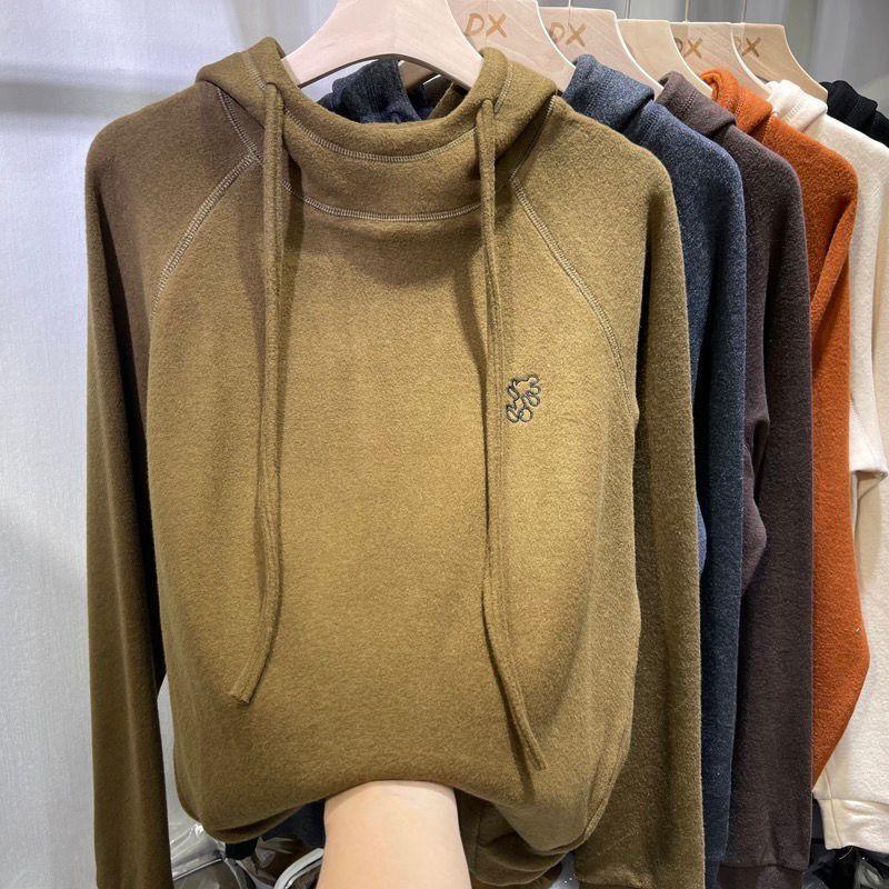 Large Size Padded Sweater Women Fall Winter Hooded Warm Inner Long-sleeved Double-sided Velvet Bottoming Shirt Tops
