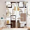 2pcs Polyester Geometric Abstract Square Line Print Curtains   Rod Pocket Window Treatment for Bedroom   Office   Kitchen   Living