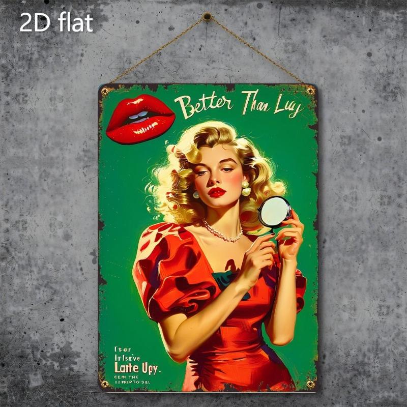 Pin-Up Girls Tin Sign, Retro Metal Wall Art