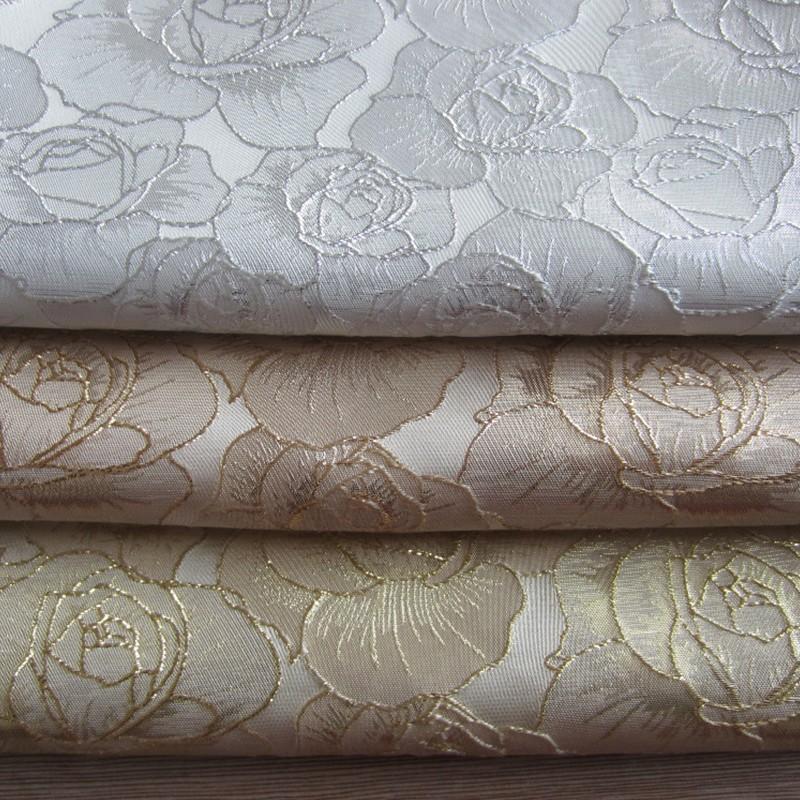 Big Rose Jacquard Brocade Fabric European Style Satin Brocade Cloth DIY Coat Bag for Apparel Project Clothing Supplies