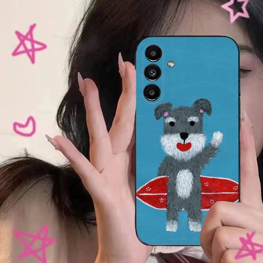 Cartoon Schnauzer Dog Cute Phone Case For Samsung S24,S21,S22,S23,S30,Ultra,S20,Plus,Fe,Lite,Note,10,9,5G Black Soft Cover