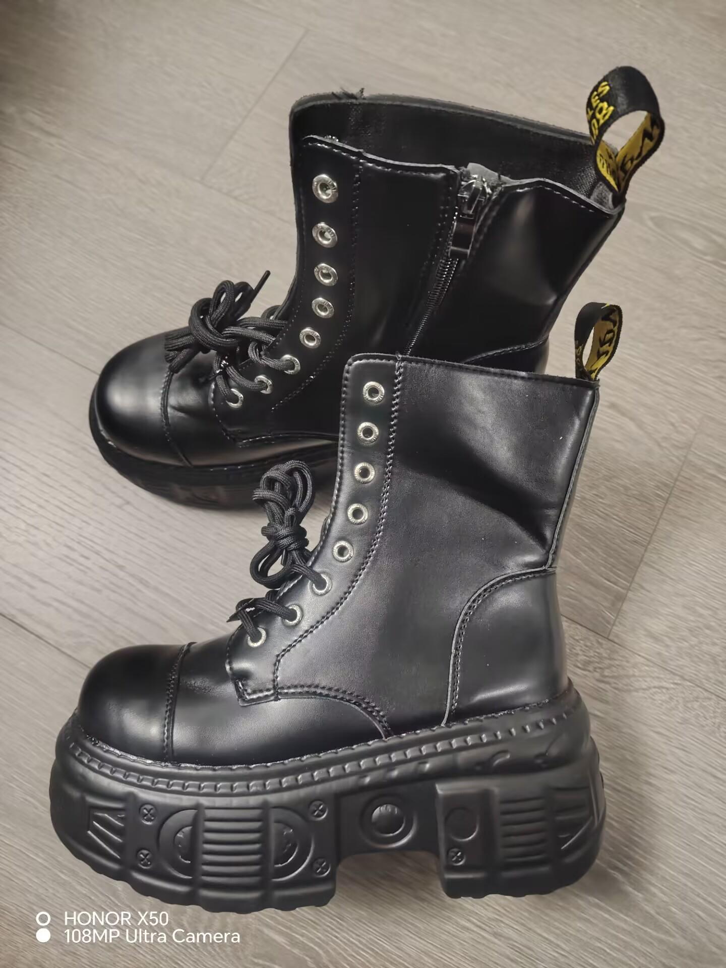 

36--42 Cos Female Ultra-high Thick Bottom 9cm Punk Hottie Heels Women High Top Platform Boots 42