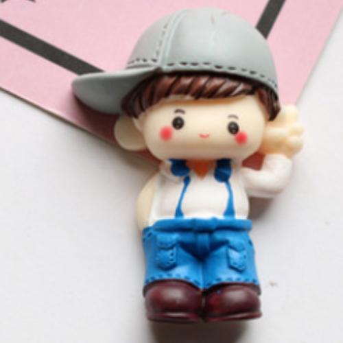 

1PC Cute Cartoon Resin Boy Girl Child Cream Mobile Phone Case Laptop DIY Decoration Sticker for Students Phone Accessories