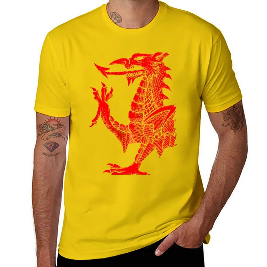 Welsh Dragon  Red Hatching TShirt Aesthetic Clothes Plus Size Tops Summer Top Tops Men Clothings
