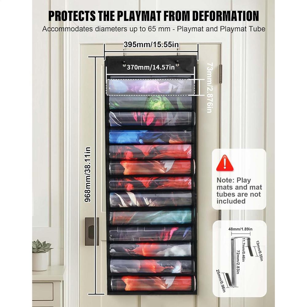 Game Mat Holder Double Hook Hanging Game Pad Organizer storage Bag With Transparent Slots Can Hold 12+1 Card Game Pads