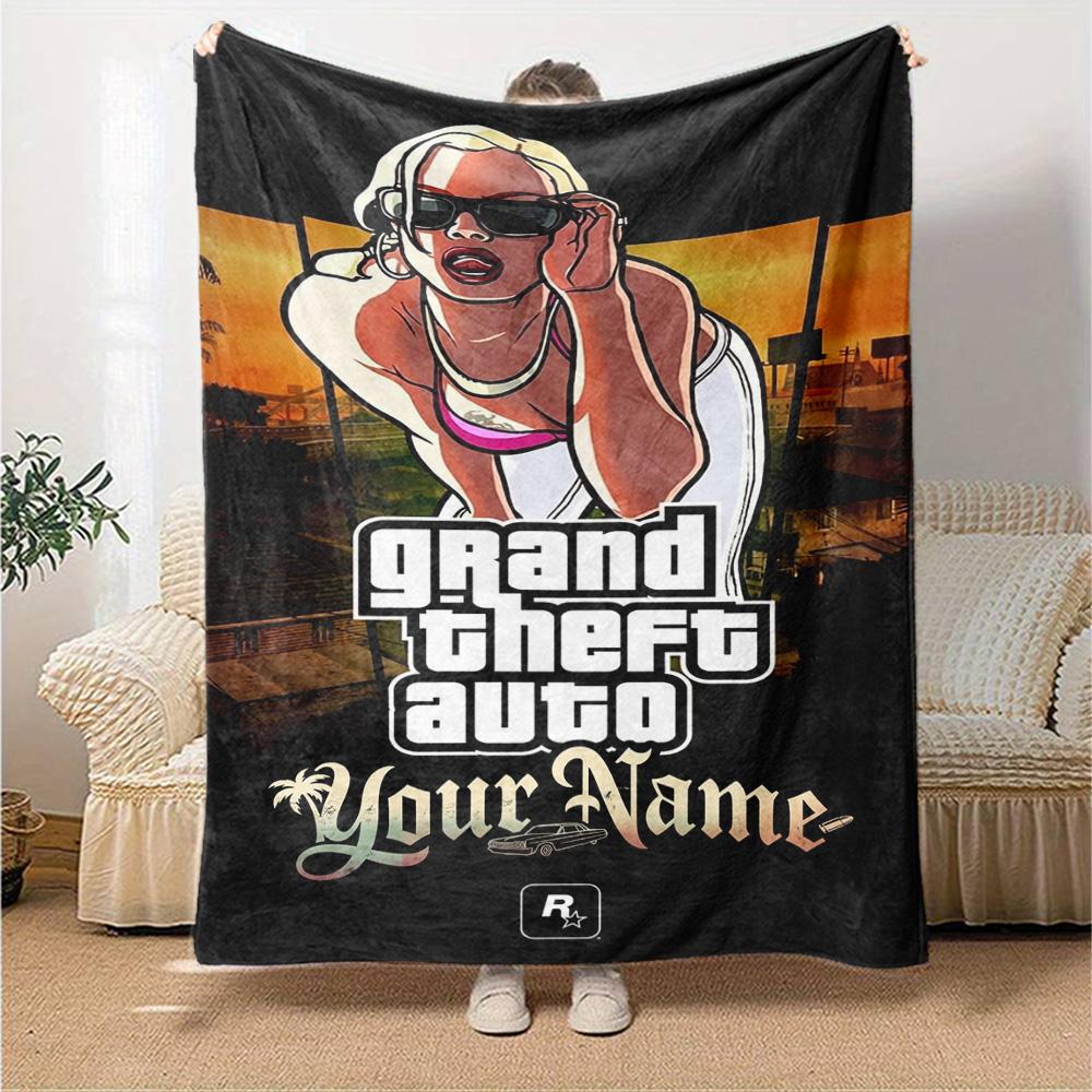 Gta Customize Your Name Blanket Lightweight Customizable Blanket Soft & Cozy Throw For Home Decor Bed Nap Sofa Four Seasons Universal