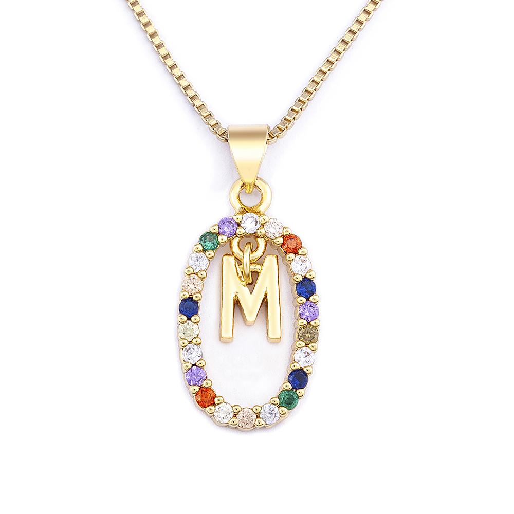 Nidin New Colorful 26 Letters A - Z Initial Alphabet Pendant Long Chain Necklace Jewelry Women Accessories Gift